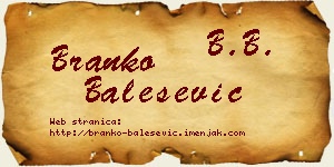 Branko Balešević vizit kartica